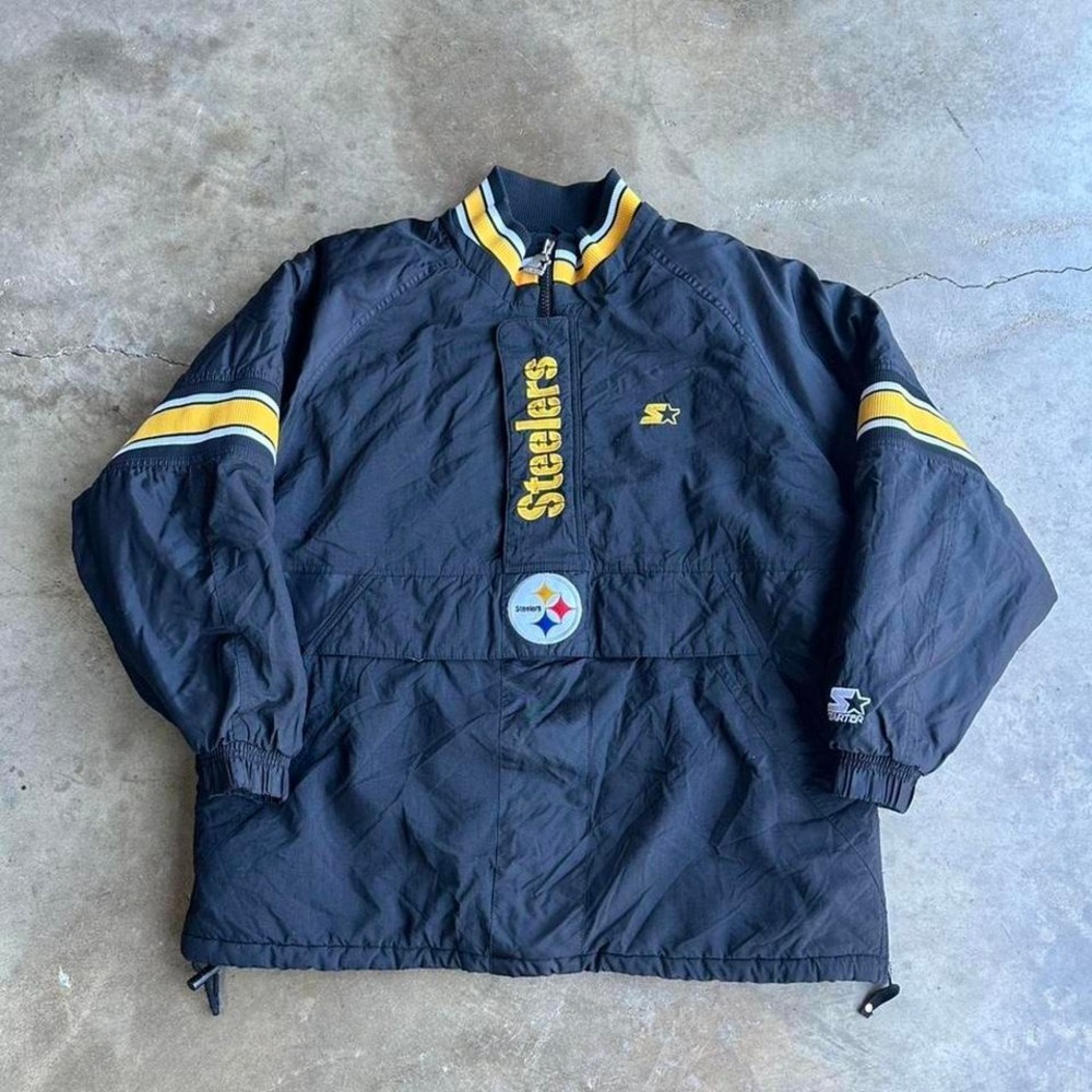 Vintage 90s Black & yellow Starter Pittsburgh Steelers puffer half zip jacket